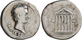 Augustus, 27 BC-AD 14. Cistophorus (Silver, 26 mm, 10.97 g, 1 h), Pergamum, 19-18 BC. IMP•IX•TR•PO V Bare head of Augustus to right. Rev. COM - ASIAE ...