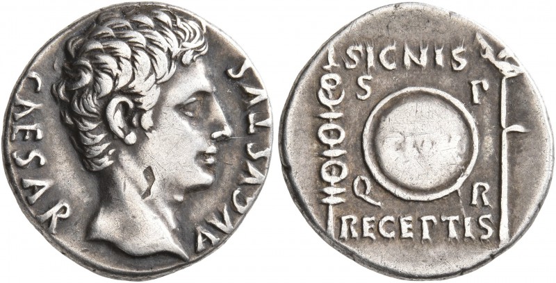 Augustus, 27 BC-AD 14. Denarius (Silver, 17 mm, 3.92 g, 7 h), uncertain mint in ...