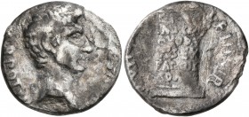 Augustus, 27 BC-AD 14. Denarius (Silver, 18 mm, 3.26 g, 7 h), Rome, 16-15 BC. AVGVSTVS TR POT VIII Bare head of Augustus to right. Rev. L VINI[CIVS] L...