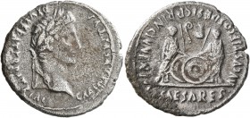 Augustus, 27 BC-AD 14. Denarius (Silver, 20 mm, 3.62 g, 7 h), Lugdunum, 2 BC-AD 4. CAESAR AVGVSTVS DIVI F PATER PATRIAE Laureate head of Augustus to r...