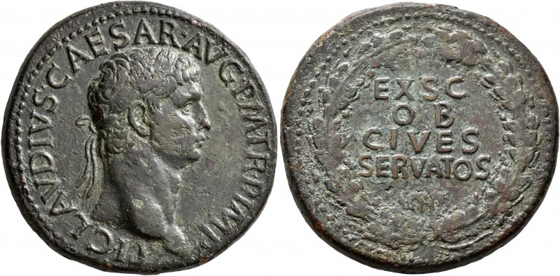 Claudius, 41-54. Sestertius (Orichalcum, 35 mm, 28.64 g, 6 h), Rome, 41-42. TI•C...