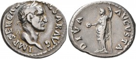 Galba, 68-69. Denarius (Silver, 20 mm, 3.45 g, 6 h), Rome, July 68-January 69. IMP SER GALBA CAESAR AVG Laureate head of Galba to right. Rev. DIVA AVG...