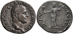 Galba, 68-69. Denarius (Silver, 18 mm, 3.05 g, 5 h), Rome, July 68-January 69. IMP SER GALBA CAESAR AVG P M Laureate head of Galba to right. Rev. DIVA...