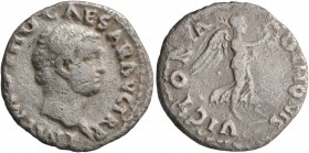 Otho, 69. Denarius (Silver, 18 mm, 2.99 g, 6 h), Rome. IMP M OTHO CAESAR AVG TR P Bare head of Otho to right. Rev. VICTORIA OTHONIS Victory advancing ...