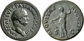 Vespasian, 69-79. As (Copper, 27 mm, 11.24 g, 7 h), Rome, 71. IMP CAES VESPASIAN AVG COS III Laureate head of Vespasian to right. Rev. AEQVITAS AVGVST...