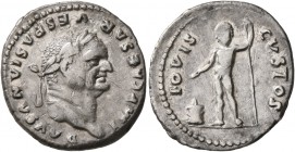 Vespasian, 69-79. Denarius (Silver, 19 mm, 3.02 g, 6 h), Rome, 76. IMP CAESAR VESPASIANVS AVG Laureate head of Vespasian to right. Rev. IOVIS CVSTOS J...