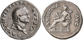 Vespasian, 69-79. Denarius (Silver, 18 mm, 3.33 g, 6 h), Rome, 77-78. CAESAR VESPASIANVS AVG Laureate head of Vespasian to right. Rev. ANNONA AVG Anno...