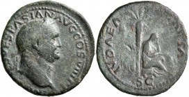 Vespasian, 69-79. As (Copper, 27 mm, 9.26 g, 5 h), Lugdunum, 77-78. IMP CAES VESPASIAN AVG COS VIII P P Laureate head of Vespasian to right. Rev. IVDA...