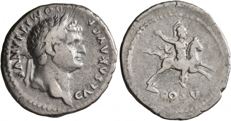 Domitian, as Caesar, 69-81. Denarius (Silver, 20 mm, 3.17 g, 5 h), Rome, 77-78. ...