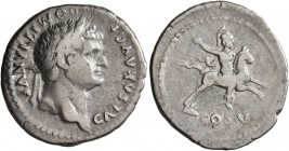 Domitian, as Caesar, 69-81. Denarius (Silver, 20 mm, 3.17 g, 5 h), Rome, 77-78. CAESAR AVG F DOMITIANVS Laureate head of Domitian to right. Rev. COS V...
