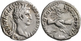 Nerva, 96-98. Denarius (Silver, 18 mm, 3.39 g, 1 h), Rome, 97. IMP NERVA CAES AVG P M TR P COS III P P Laureate head of Nerva to right. Rev. CONCORDIA...