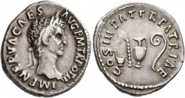 Nerva, 96-98. Denarius (Silver, 19 mm, 3.41 g, 6 h), Rome, 97. IMP NERVA CAES AVG P M TR POT II Laureate head of Nerva to right. Rev. COS III PATER PA...