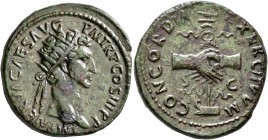 Nerva, 96-98. Dupondius (Orichalcum, 29 mm, 15.56 g, 5 h), Rome, 97. IMP NERVA CAES AVG P M TR P COS III P P Radiate head of Nerva to right. Rev. CONC...