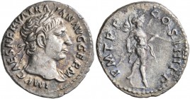 Trajan, 98-117. Denarius (Silver, 19 mm, 3.18 g, 6 h), Rome, 102. IMP CAES NERVA TRAIAN AVG GERM Laureate head of Trajan to right, with slight drapery...