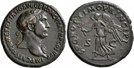 Trajan, 98-117. As (Copper, 27 mm, 10.62 g, 7 h), Rome, 104/5-107. IMP CAES NERVAE TRAIANO AVG GER DAC P M TR P COS V P P Laureate head of Trajan to r...