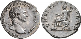 Trajan, 98-117. Denarius (Silver, 19 mm, 3.34 g, 7 h), Rome, 112-113. IMP TRAIANVS AVG GER DAC P M TR P COS VI P P Laureate head of Trajan to right, w...