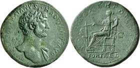 Hadrian, 117-138. Sestertius (Orichalcum, 35 mm, 25.76 g, 7 h), Rome, 118. IMP CAESAR TRAIANVS HADRIANVS AVG Laureate head of Hadrian to right, with s...