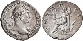 Hadrian, 117-138. Denarius (Silver, 18 mm, 2.97 g, 7 h), Rome, 119-122. IMP CAESAR TRAIAN HADRIANVS AVG Laureate head of Hadrian to right, with slight...