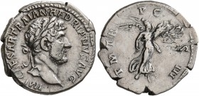 Hadrian, 117-138. Denarius (Silver, 18 mm, 3.32 g, 7 h), Rome, 119-122. IMP CAESAR TRAIAN HADRIANVS AVG Laureate head of Hadrian to right. Rev. P M TR...