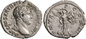Hadrian, 117-138. Denarius (Silver, 19 mm, 3.54 g, 7 h), Rome, 119-122. IMP CAESAR TRAIAN HADRIANVS AVG Laureate head of Hadrian to right. Rev. P M TR...