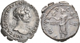 Hadrian, 117-138. Denarius (Silver, 19 mm, 3.05 g, 6 h), Rome, 119-122. IMP CAESAR TRAIAN HADRIANVS AVG Laureate head of Hadrian to right, with slight...