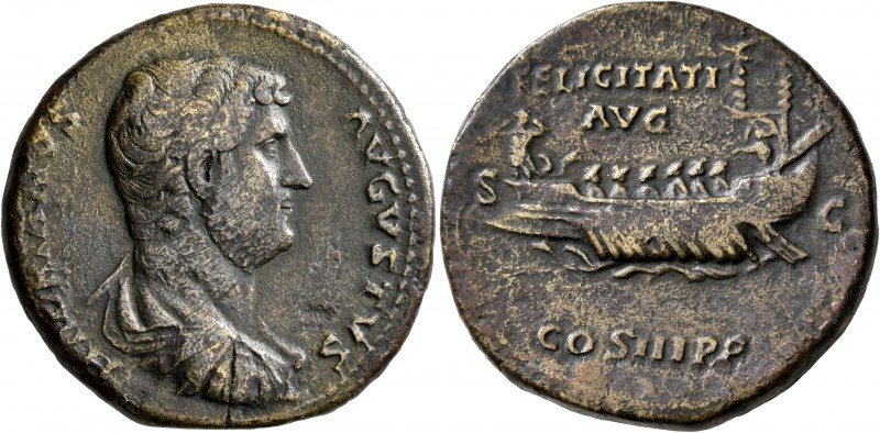 Hadrian, 117-138. Sestertius (Orichalcum, 30 mm, 22.32 g, 12 h), Rome, 132-134. ...