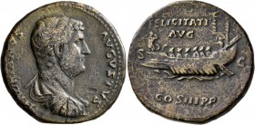 Hadrian, 117-138. Sestertius (Orichalcum, 30 mm, 22.32 g, 12 h), Rome, 132-134. HADRIANVS AVGVSTVS Bare-headed, draped and cuirassed bust of Hadrian t...