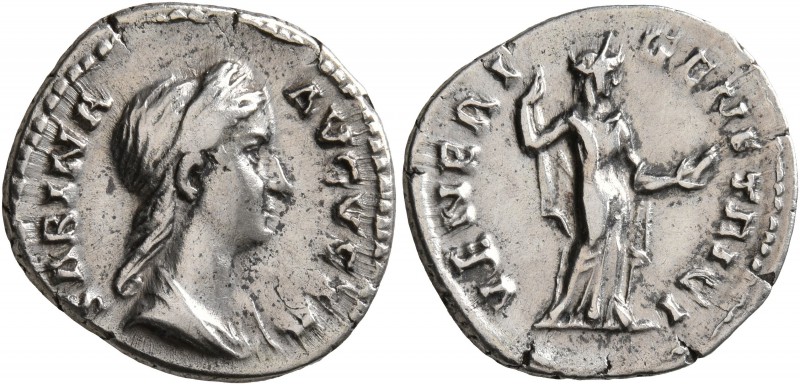 Sabina, Augusta, 128-136/7. Denarius (Silver, 18 mm, 3.00 g, 6 h), Rome. SABINA ...