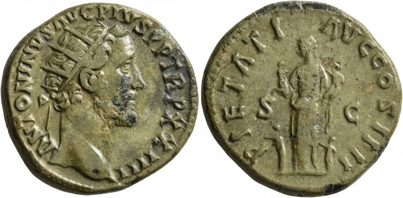 Antoninus Pius, 138-161. Dupondius (Orichalcum, 25 mm, 12.87 g, 12 h), Rome, 160...