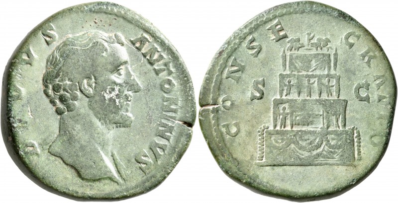 Divus Antoninus Pius, died 161. Sestertius (Orichalcum, 32 mm, 26.46 g, 12 h), R...