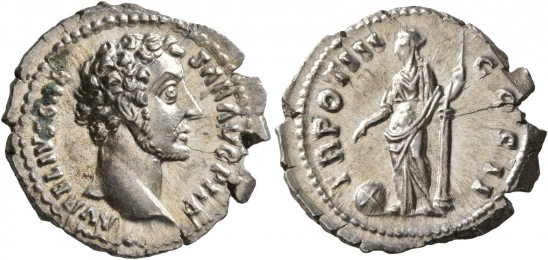 Marcus Aurelius, as Caesar, 139-161. Denarius (Silver, 18 mm, 3.69 g, 5 h), Rome...