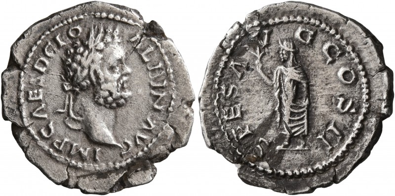 Clodius Albinus, 195-197. Denarius (Silver, 22 mm, 3.18 g, 1 h), Lugdunum. IMP C...