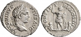 Caracalla, 198-217. Denarius (Silver, 19 mm, 3.04 g, 6 h), Rome, 207. ANTONINVS PIVS AVG Laureate head of Caracalla to right. Rev. PONTIF TR P X COS I...