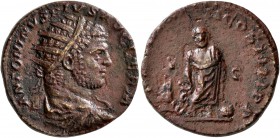 Caracalla, 198-217. Dupondius (Orichalcum, 23 mm, 9.04 g, 12 h), Rome, 215. ANTONINVS PIVS AVG GERM Radiate, draped and cuirassed bust of Caracalla to...