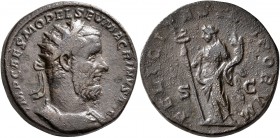 Macrinus, 217-218. Dupondius (Orichalcum, 23 mm, 12.12 g, 5 h), Rome, summer 217-early 218. IMP CAES M OPEL SEV MACRINVS AVG Radiate and cuirassed bus...