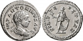 Elagabalus, 218-222. Denarius (Silver, 19 mm, 3.65 g, 7 h), Antiochia, 218-219. IMP ANTONINVS AVG Laureate, draped and cuirassed bust of Elagabalus to...