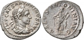 Elagabalus, 218-222. Denarius (Silver, 19 mm, 2.73 g, 12 h), Rome, 219. IMP CAES ANTONINVS AVG Laureate and draped bust of Elagabalus to right, seen f...