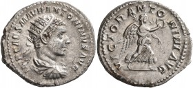 Elagabalus, 218-222. Antoninianus (Silver, 23 mm, 5.54 g, 1 h), Rome, 219-220. IMP CAES M AVR ANTONINVS AVG Radiate, draped and cuirassed bust of Elag...