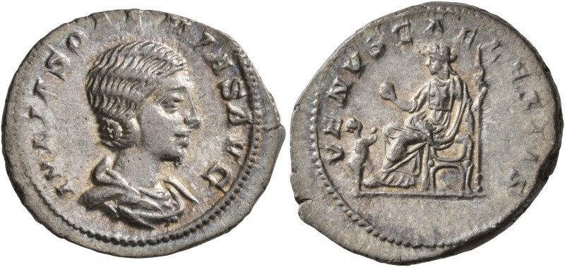 Julia Soaemias, Augusta, 218-222. Denarius (Silver, 20 mm, 2.96 g, 2 h), Rome. I...