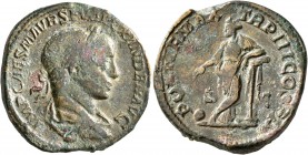 Severus Alexander, 222-235. Sestertius (Orichalcum, 30 mm, 21.41 g, 12 h), Rome, 224. IMP CAES M AVR SEV ALEXANDER AVG Radiate, draped and cuirassed b...