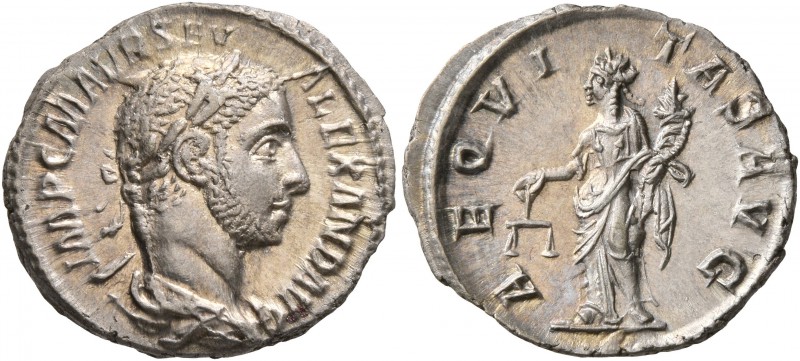 Severus Alexander, 222-235. Denarius (Silver, 18 mm, 2.37 g, 6 h), Rome, 226. IM...