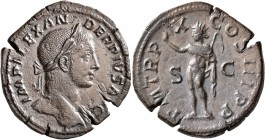 Severus Alexander, 222-235. Sestertius (Orichalcum, 32 mm, 19.05 g, 1 h), Rome, 231. IMP ALEXANDER PIVS AVG Laureate head of Severus Alexander to righ...
