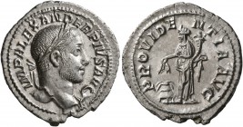 Severus Alexander, 222-235. Denarius (Silver, 20 mm, 2.78 g, 1 h), Rome, 231-235. IMP ALEXANDER PIVS AVG Laureate head of Severus Alexander to right, ...
