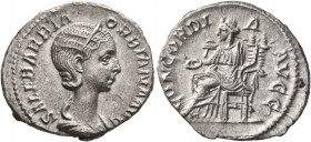 Orbiana, Augusta, 225-227. Denarius (Silver, 19 mm, 2.58 g, 12 h), Rome. SALL BARBIA ORBIANA AVG Diademed and draped bust of Orbiana to right. Rev. CO...