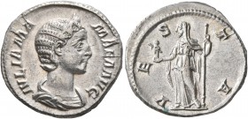 Julia Mamaea, Augusta, 222-235. Denarius (Silver, 19 mm, 3.15 g, 6 h), Rome, 226. IVLIA MAMAEA AVG Diademed and draped bust of Julia Mamaea to right. ...