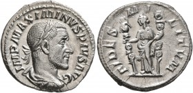Maximinus I, 235-238. Denarius (Silver, 19 mm, 3.26 g, 6 h), Rome, 235-236. IMP MAXIMINVS PIVS AVG Laureate, draped and cuirassed bust of Maximinus I ...
