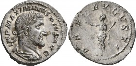 Maximinus I, 235-238. Denarius (Silver, 19 mm, 2.78 g, 12 h), Rome, 235-236. IMP MAXIMINVS PIVS AVG Laureate, draped and cuirassed bust of Maximinus I...