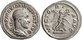 Maximinus I, 235-238. Denarius (Silver, 20 mm, 2.77 g, 12 h), Rome, 235-236. IMP MAXIMINVS PIVS AVG Laureate, draped and cuirassed bust of Maximinus I...