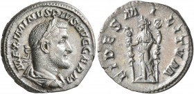 Maximinus I, 235-238. Denarius (Silver, 19 mm, 3.10 g, 6 h), Rome, 236-237. MAXIMINVS PIVS AVG GERM Laureate, draped and cuirassed bust of Maximinus I...