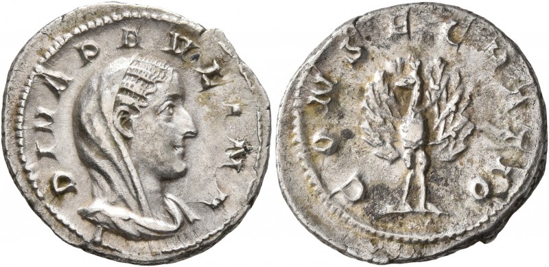 Diva Paulina, died before 235. Denarius (Silver, 20 mm, 3.12 g, 6 h), Rome. DIVA...